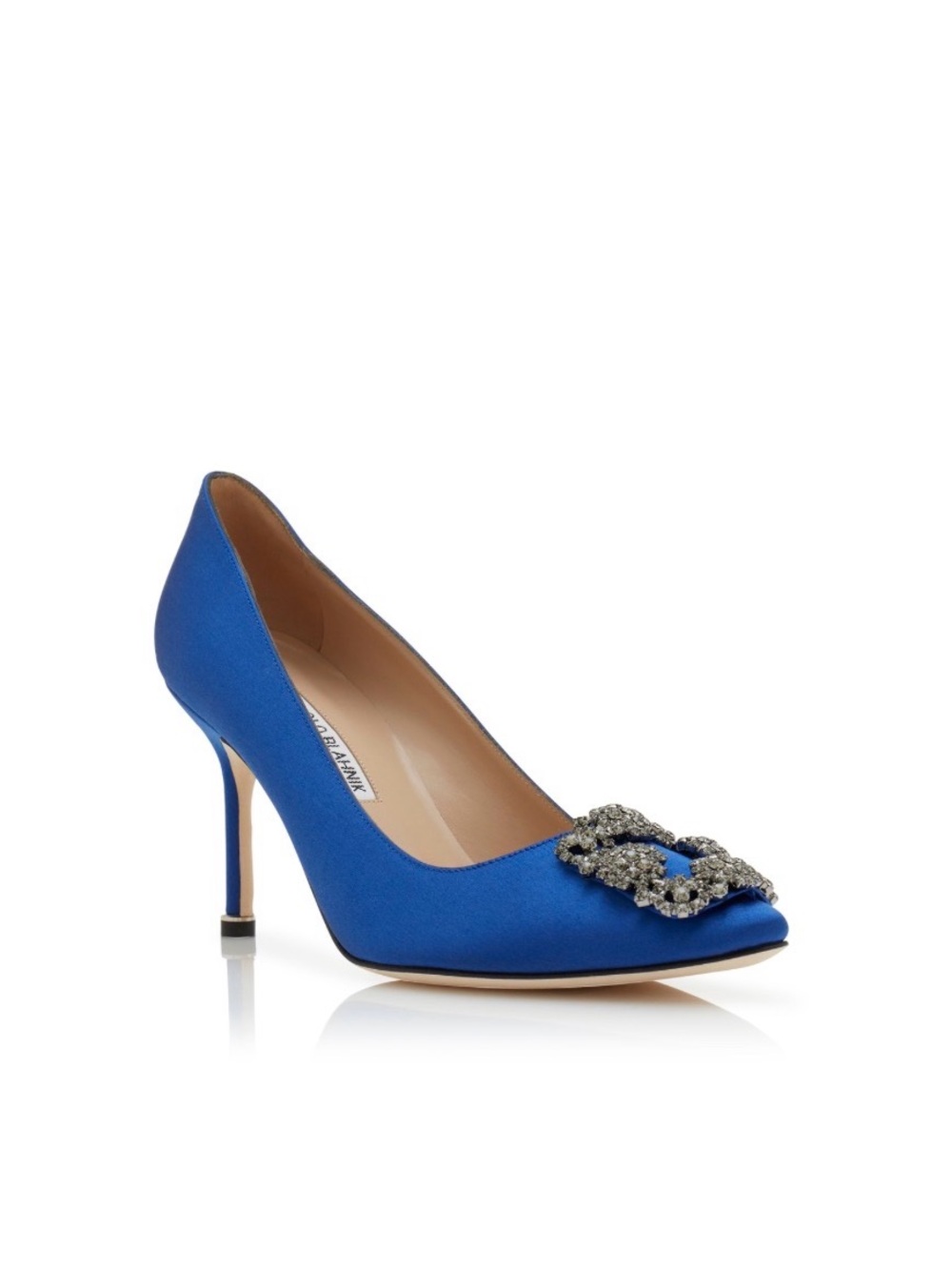 Manolo Blahnik Hangisi blue satin pumps